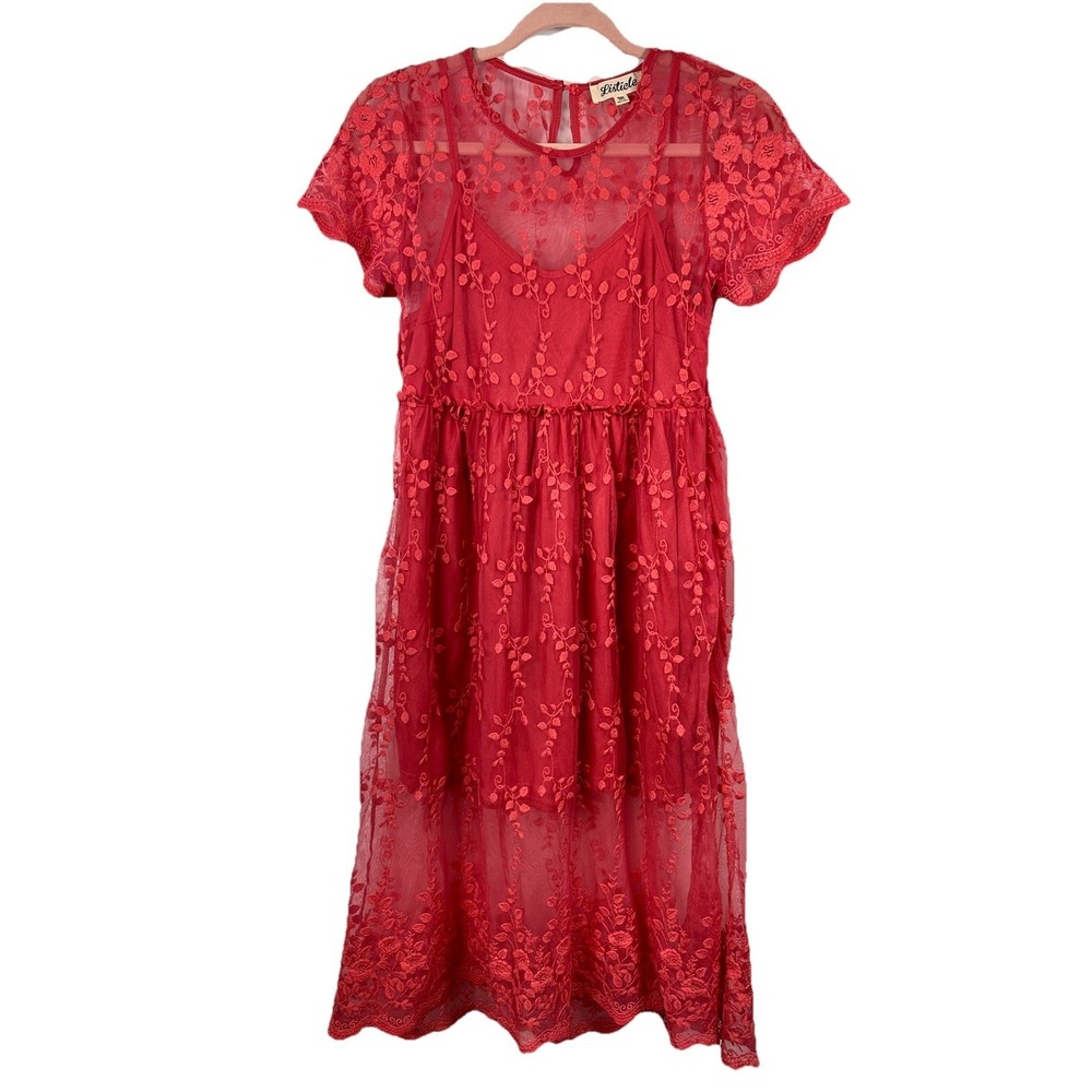 Listicle Bridgerton Dress Floral Embroidered Mesh Lace Regency Coquette Rose M